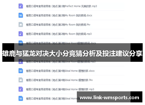 雄鹿与猛龙对决大小分竞猜分析及投注建议分享