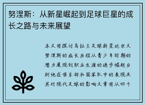努涅斯：从新星崛起到足球巨星的成长之路与未来展望
